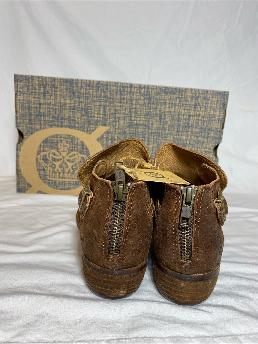 Born Sylvia Women’s Rust (Tobacco) Distressed Suede Ankle Boots - size 7.5 NWT - Picture 6 of 12
